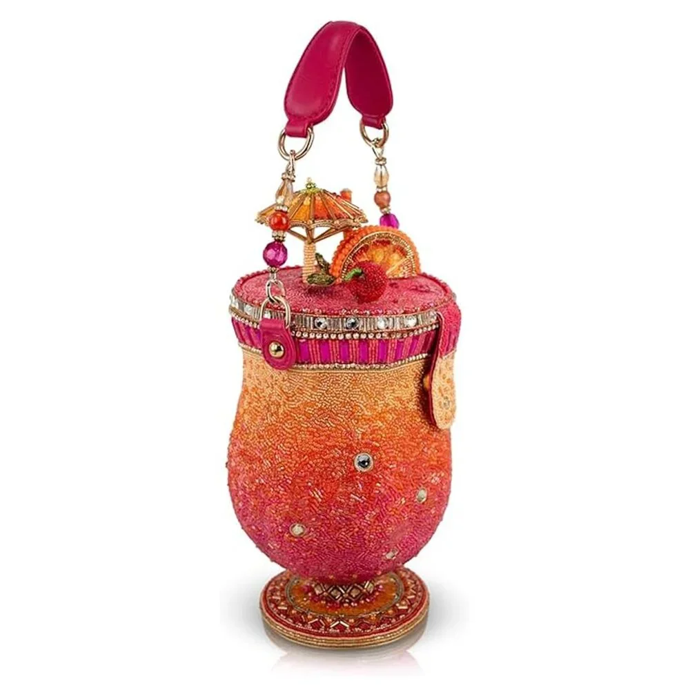 Mary Frances Paradise Punch Cocktail Top Handle Bag Handbag Gold Pink Purse NEW - Picture 3 of 4